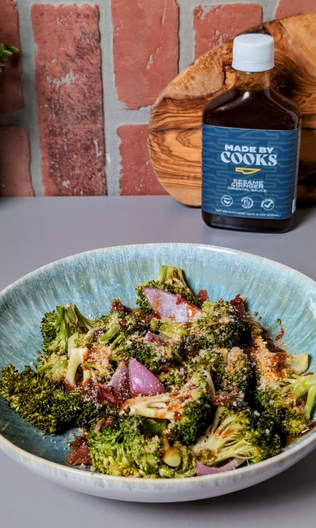 Warm Broccoli Salad with Sesame & Ginger Dressing